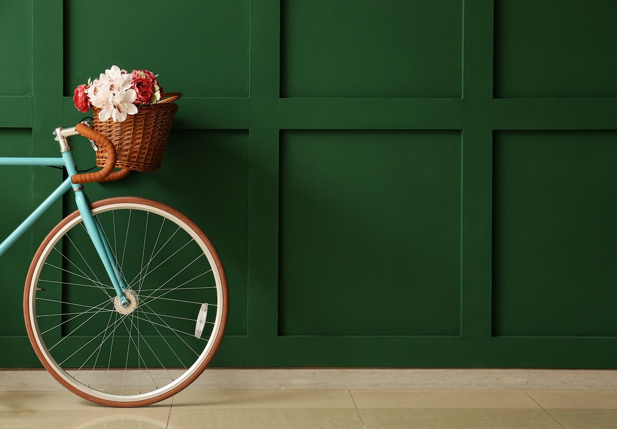 bicyclette sur fond vert